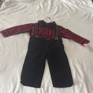 Carter's Red Checkered Shirt with Black Corduroy Pants